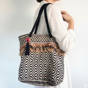 Nalini Originals Beachy BoHo Jaquard Woven Large Tote Bag Purse NWT Vacation